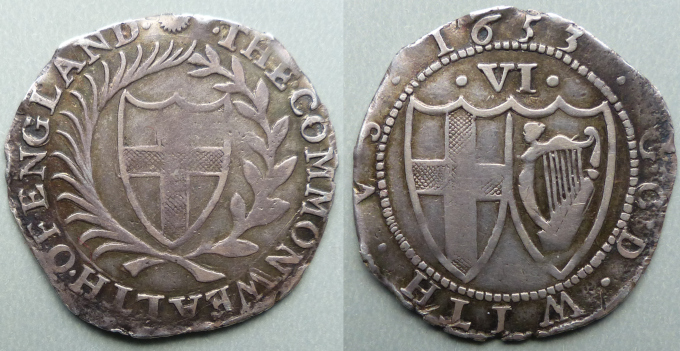 Commonwealth sixpence 1653 Commonwealth sixpence 1653